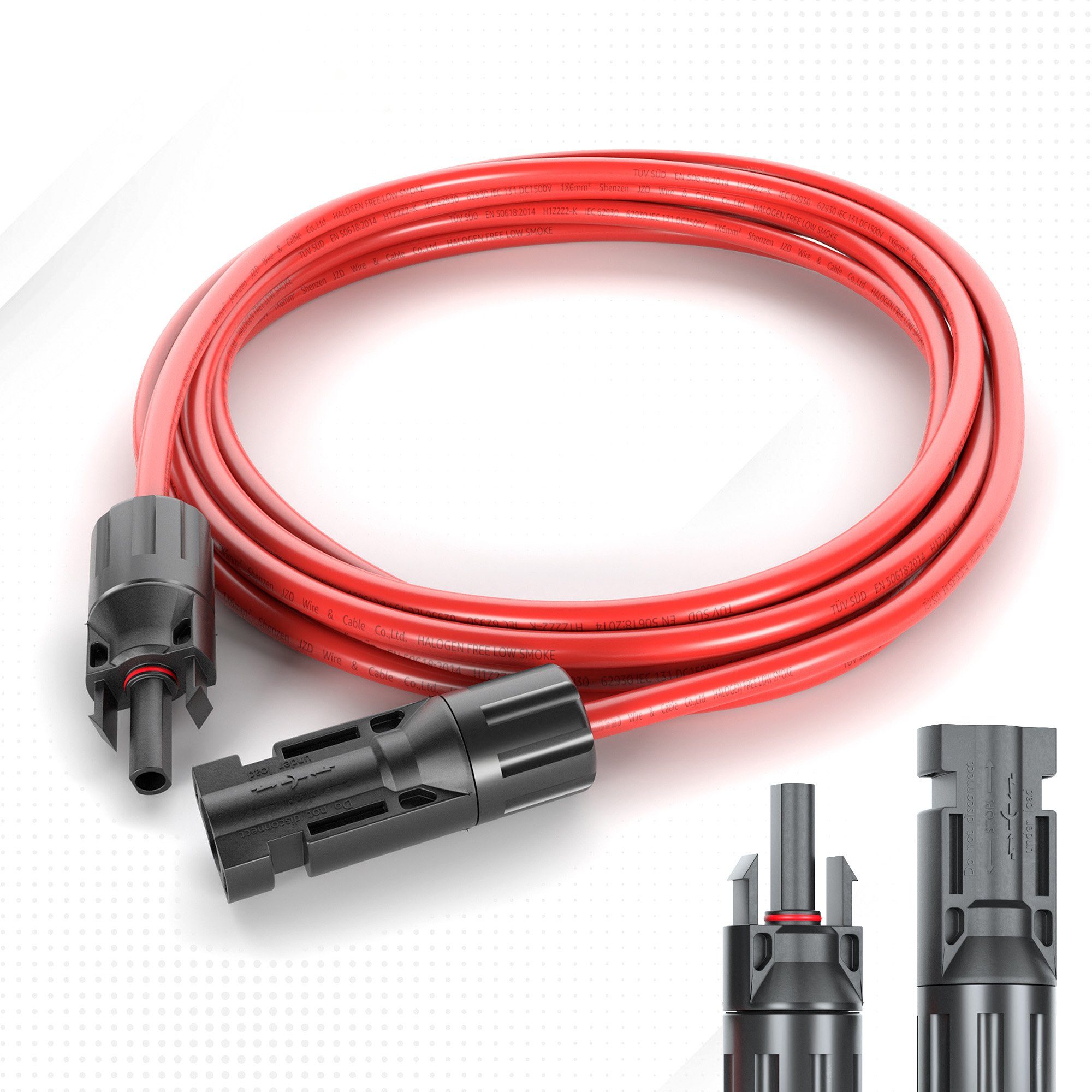 VESKA Solaranlage Solarkabel PV Stecker Solarstecker MC4 Photovoltaik, (2 Verlängerungskabel (1x rot, 1x schwarz), Kabel Set 6mm²