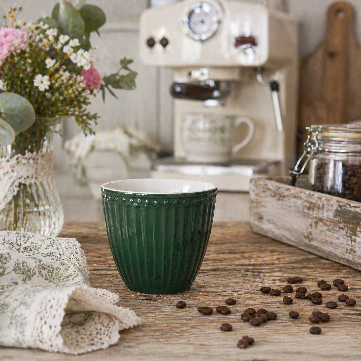 Greengate Becher GreenGate Latte Becher Alice Kieferngrün