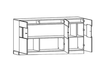 möbelando Sideboard NATA 084 (BxHxT: 160x85x43 cm), aus MDF/Holzwerkstoff in Hochglanz Schwarz mit 3 Türen und 9 Fächern
