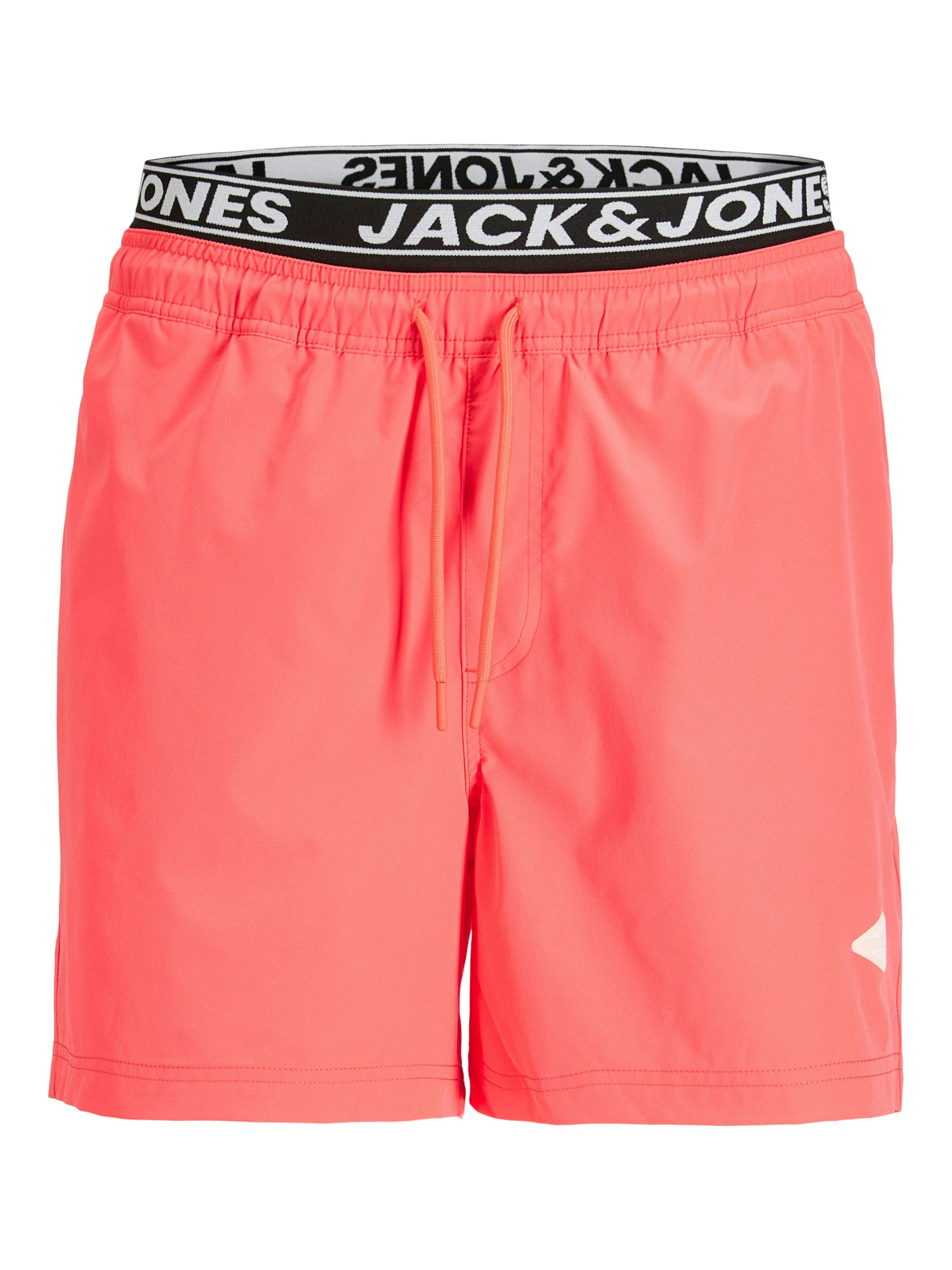 Jack & Jones Badeshorts JPSTMAUI SURF DOUBLE WB SWIM SHORTS Kunstfaser, Elastisches Taillenbund, Logo-Detail