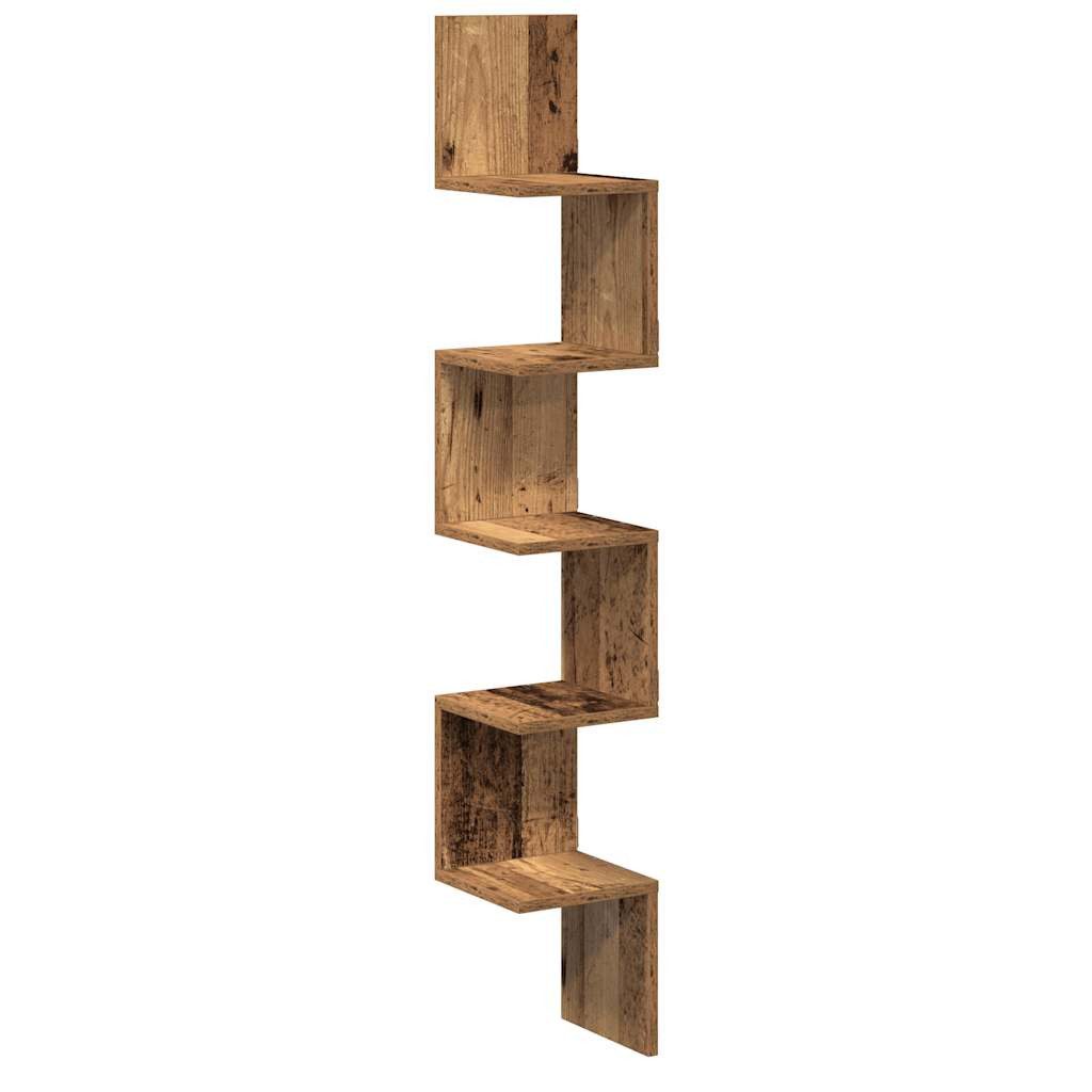 vidaXL Eckregal 20 x 20 x 1275 cm Wand-Eckregal Altholz-Optik 20x20x127,5 cm Spanplatt