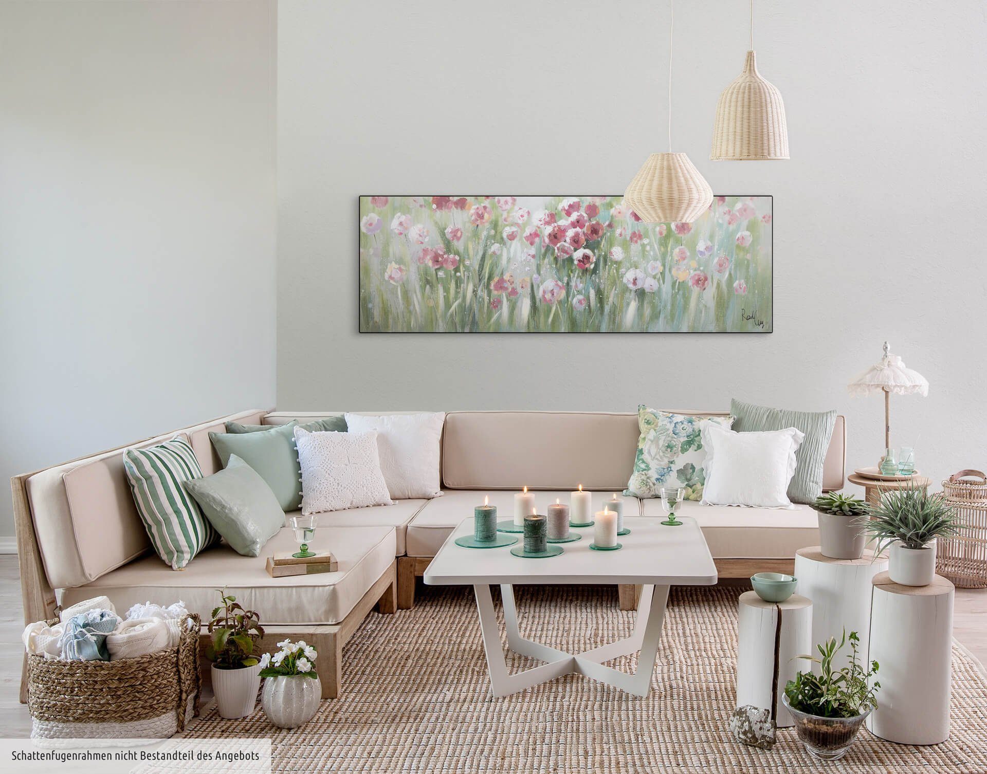 Gemälde Wohnzimmer Natur KUNSTLOFT Leinwandbild Wandbild Unberührte 150x50 cm, 100% HANDGEMALT
