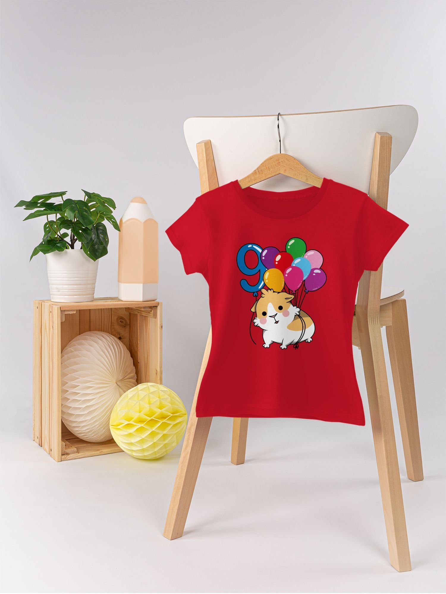 Shirtracer T-Shirt Meerschweinchen Rot Neun 2 Geburtstag 9