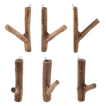 DESIGN DELIGHTS Wandgarderobe Garderobenhaken 6er Set LIMB, Teakholz Wurzel, Kleiderhaken Wandhaken