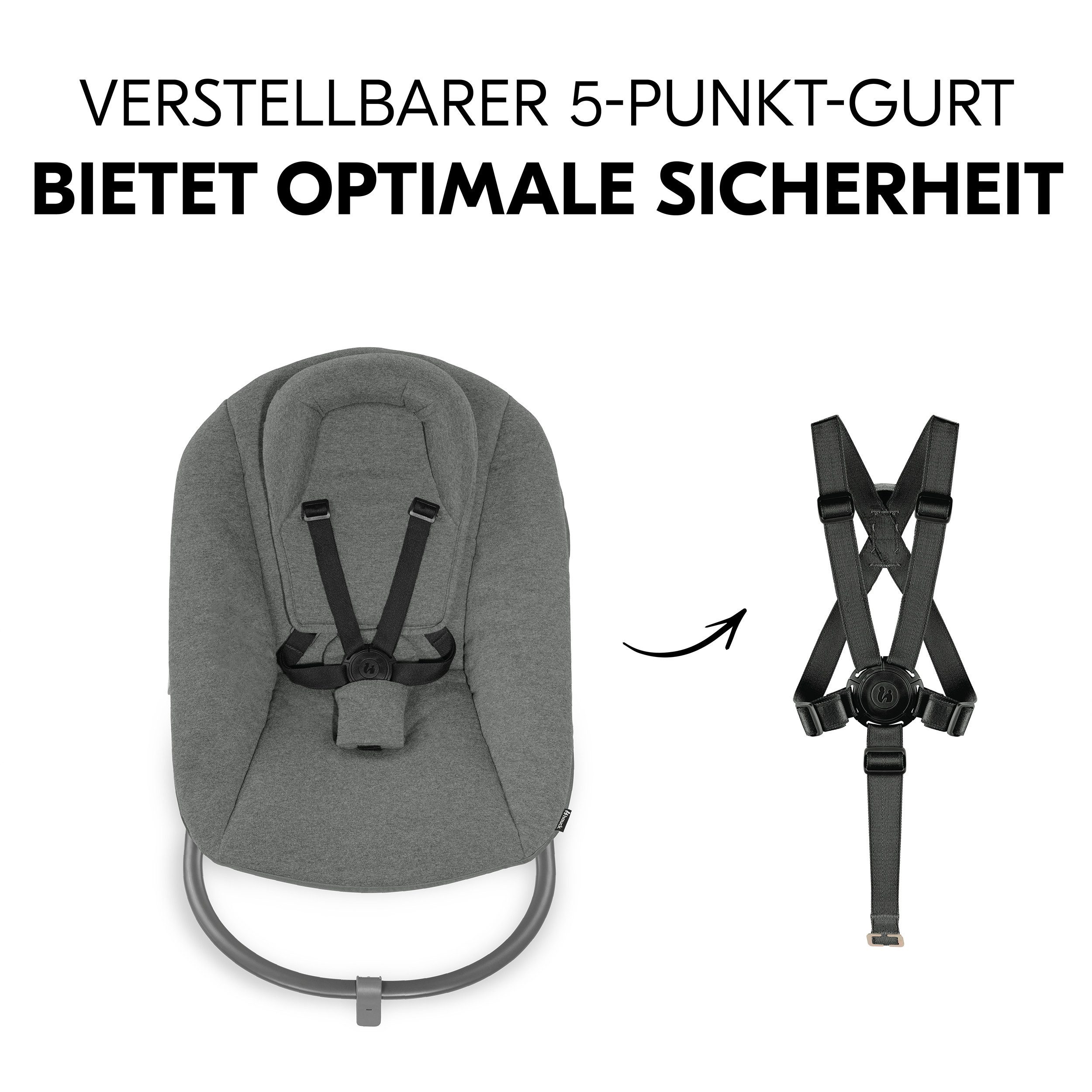 Hauck Hochstuhl Alpha Plus Natur Newborn Set Premium Dark Grey, Babystuhl ab Geburt, Aufsatz für Neugeborene, Essbrett, Sitzauflage – Bild 5 von 5