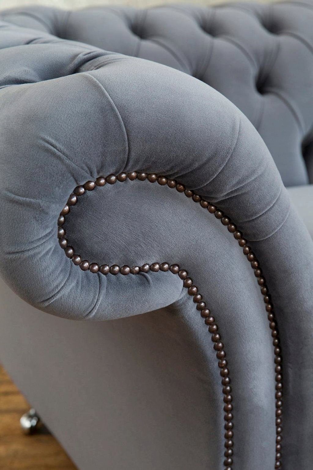 Design Edles Stoff Chesterfield-Sofa, Couch Designer Sofa JVmoebel Chesterfield Möbel Textil