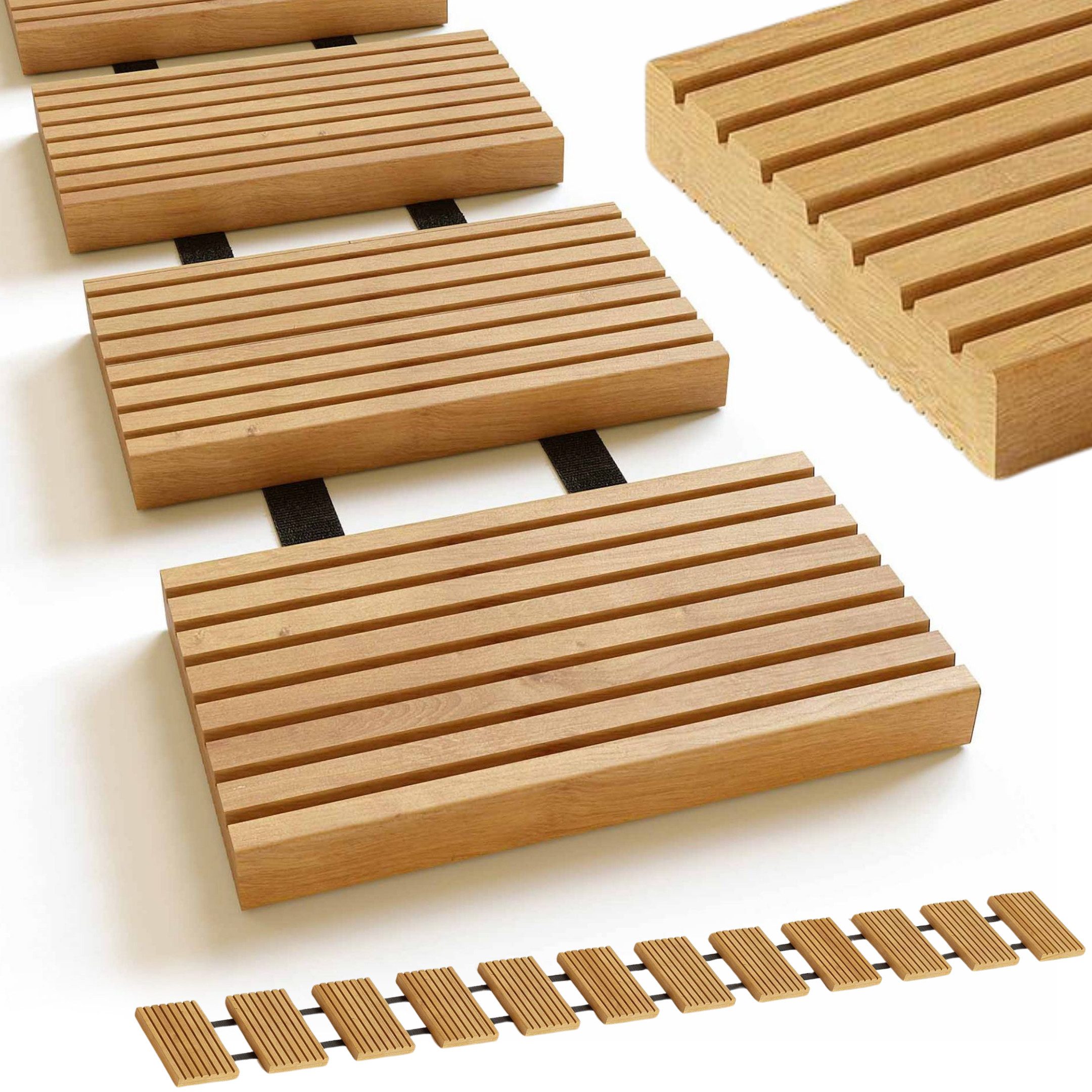 holz4home® Holzfliesen Rollweg aus Lärchenholz I Holzweg Gartenweg zum Ausrollen