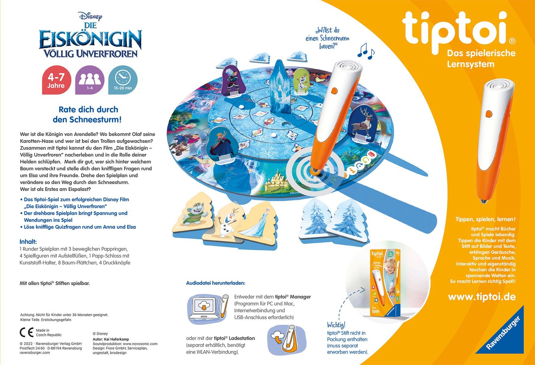 Ravensburger Spiel tiptoi® Völlig unverfroren - Das verdrehte Wettlaufspiel, Disney Die Eiskönigin