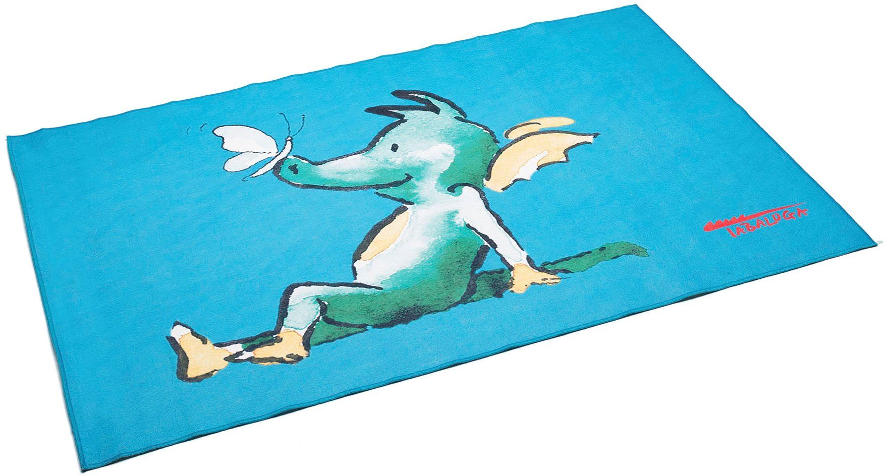 Kinderteppich Drache Tabaluga hellblau, TABALUGA, rechteckig, Höhe: 4 mm, bedruckt, waschbar, Kinderzimmer | Kurzflor-Teppiche