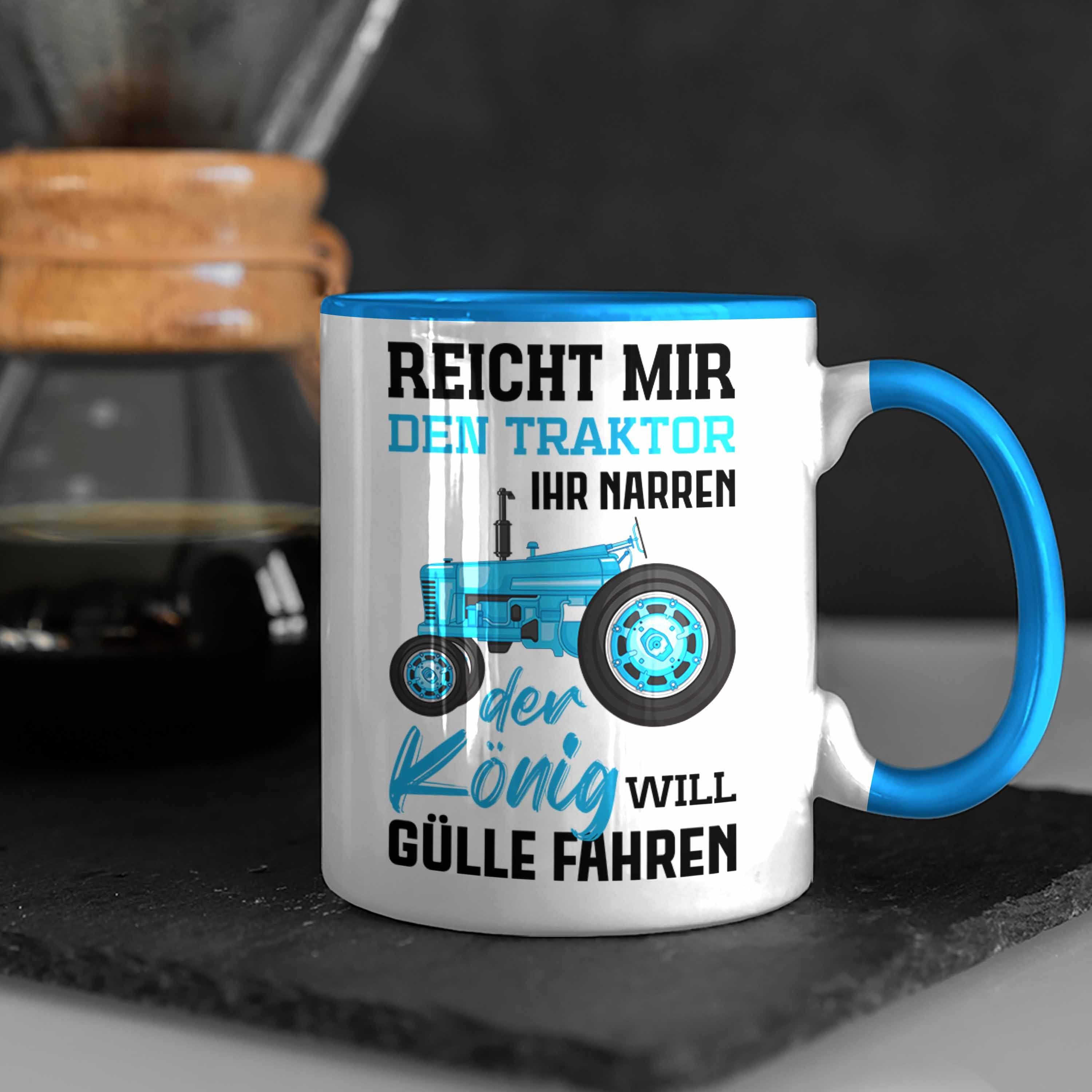 Trendation Spruch Männer Spruch Tasse Geschenke Gülle Blau für Tasse - Traktor Landwirt Geschenk Fahren Landwirtschaft Kaffeetasse Trendation