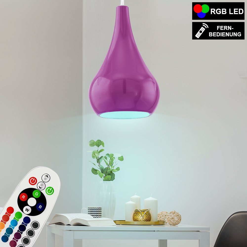 Warmweiß, Leuchte Lampe LED Farbwechsel, Pendelleuchte, Decken etc-shop Wohn purple inklusive, Leuchtmittel Pendel Hänge Zimmer