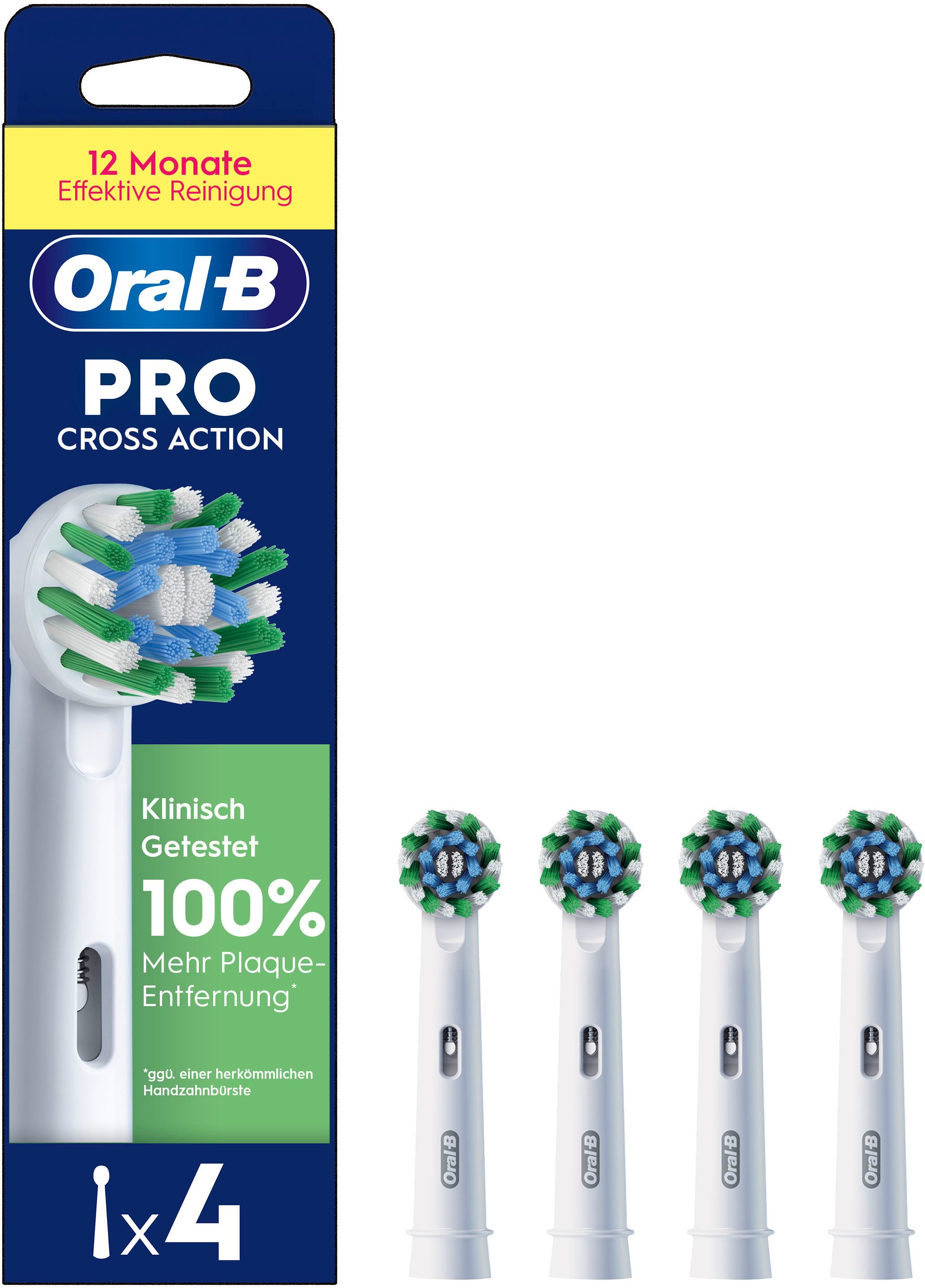 Oral-B Aufsteckbürsten Pro CrossAction, Zahnreinigung mit innovativen X-förmigen Borsten