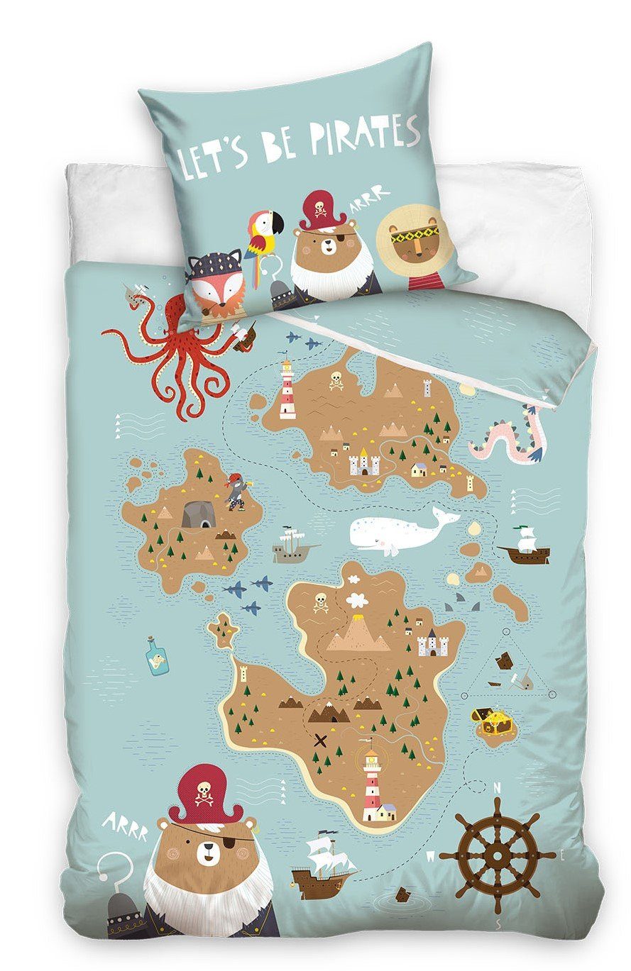 MTOnlinehandel Kinderbettwäsche Piratenbär 135x200 + 80x80 cm, 100 % Baumwo günstig online kaufen