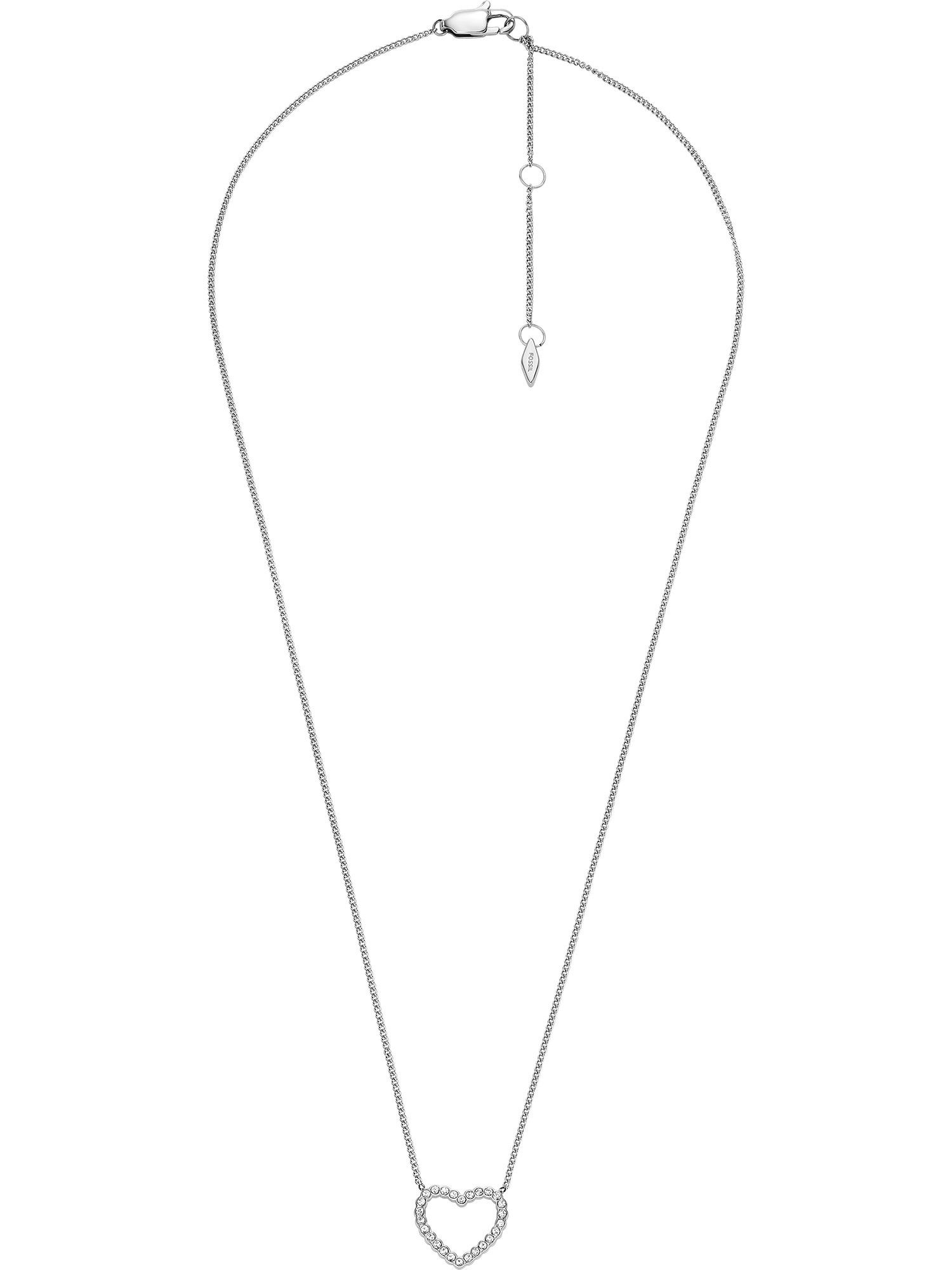 Collier Fossil Damen-Kette Edelstahl Glasstein