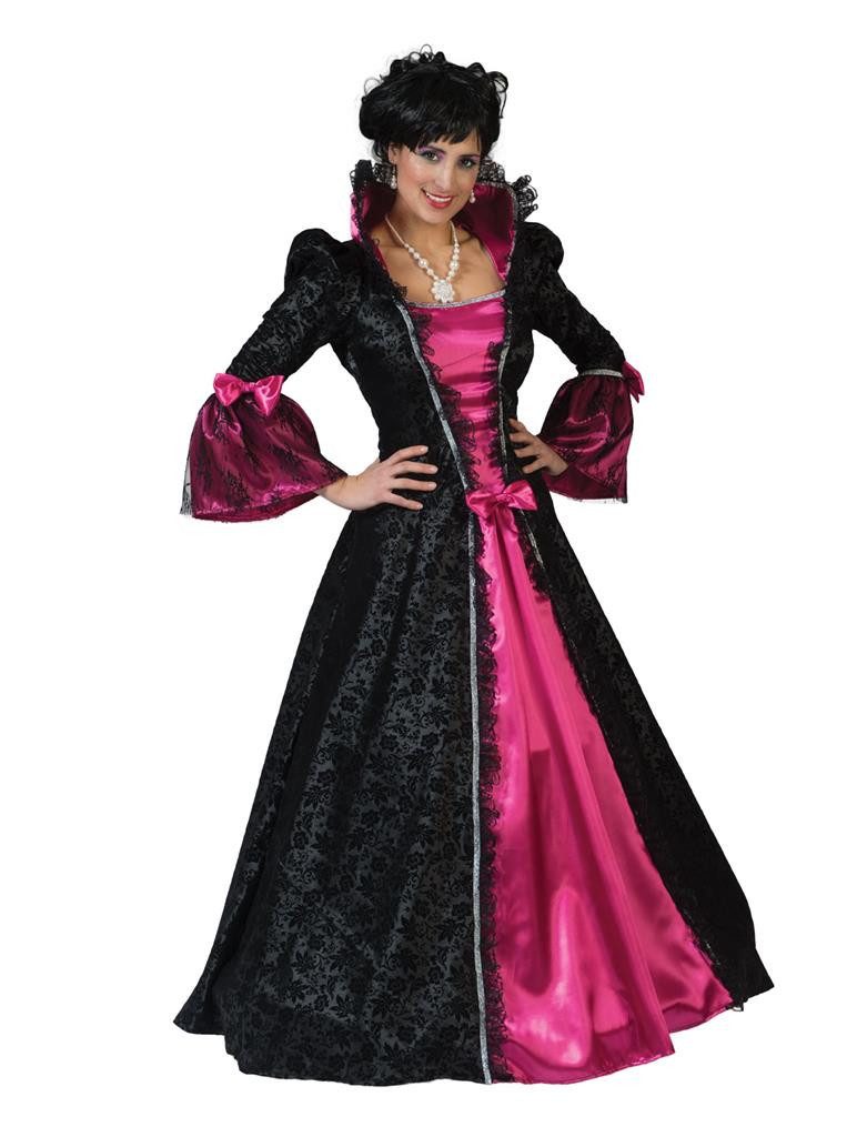Funny Fashion Kostüm Barock Kleid Victoria pink-schwarz