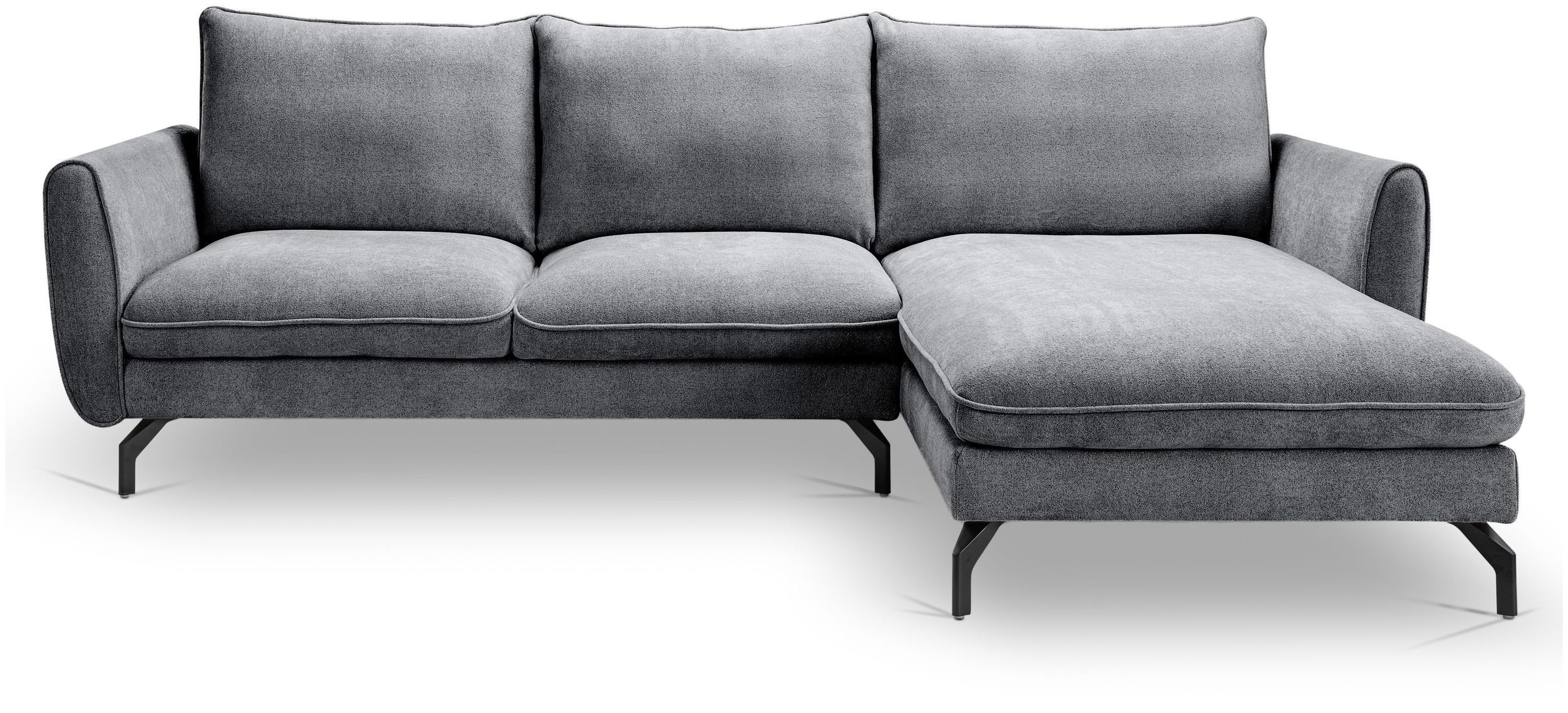 xonox.home Ecksofa, in L-Form Recamiere rechts aus Webstoff in grau B/H/T: 259x87x165cm