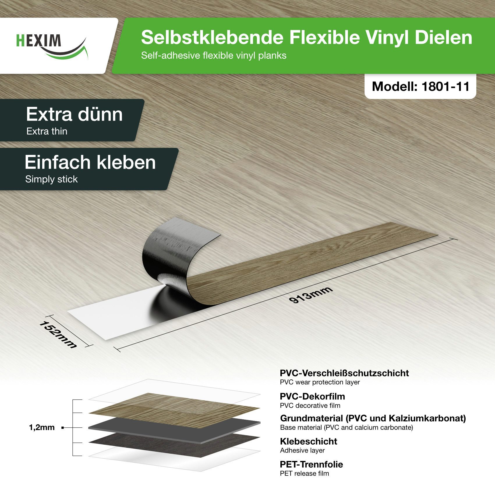 Hexim Vinylboden, Vinyldielen 0,97m² selbstklebend PVC Wandverkleidung Bode günstig online kaufen