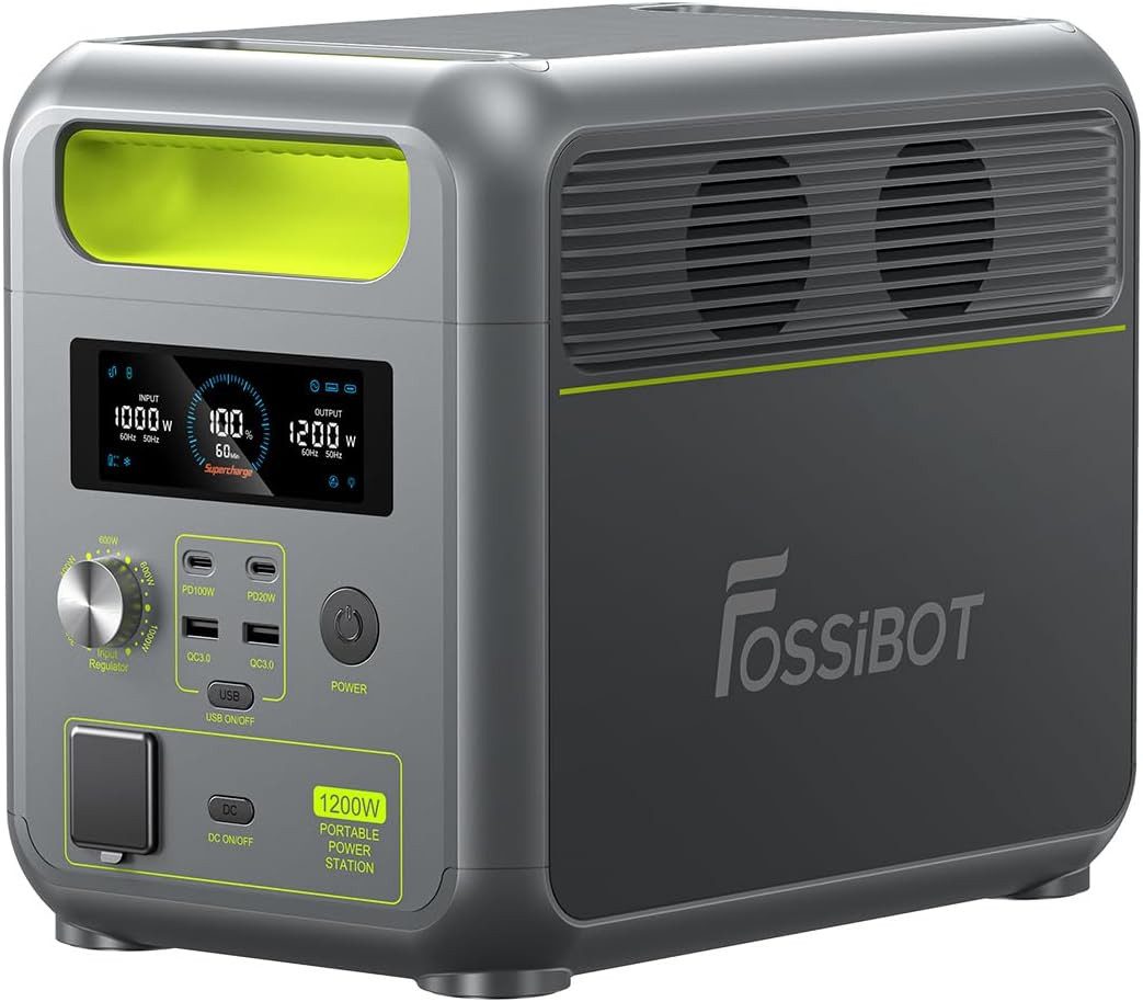 Fossibot Stromerzeuger Solargenerator 1200W, 1024Wh Tragbarer Powerstation, 2,4 in kW, (1-tlg), LiFePO4 Batterie, für Camping Outdoor