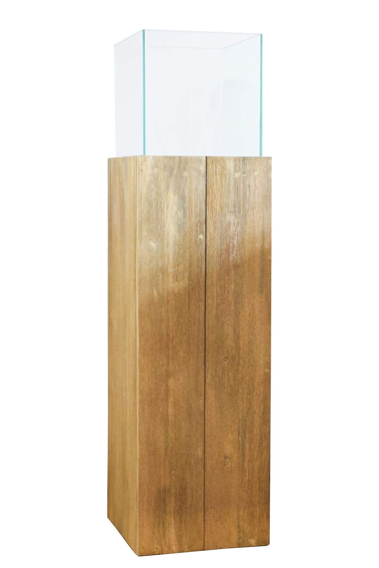 VIVANNO Bodenwindlicht Holz CANDELA Rechteckig - Antikbraun Maserung (1 St), 27x27x100 cm