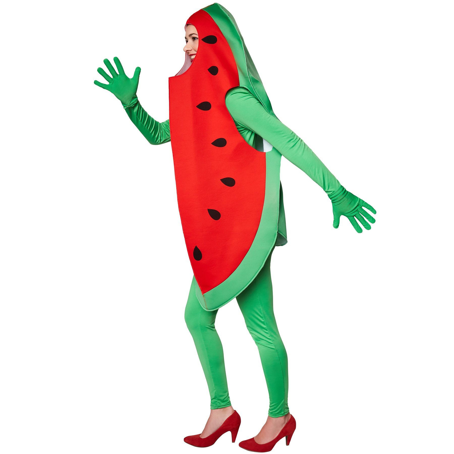dressforfun Lebensmittel-Kostüm Kostüm Wassermelone, Melonen-Kostüm mit Kapuze – ärmellos & auffällig