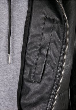 URBAN CLASSICS Allwetterjacke Urban Classics Herren Fleece Hooded Fake Leather Jacket (1-St)