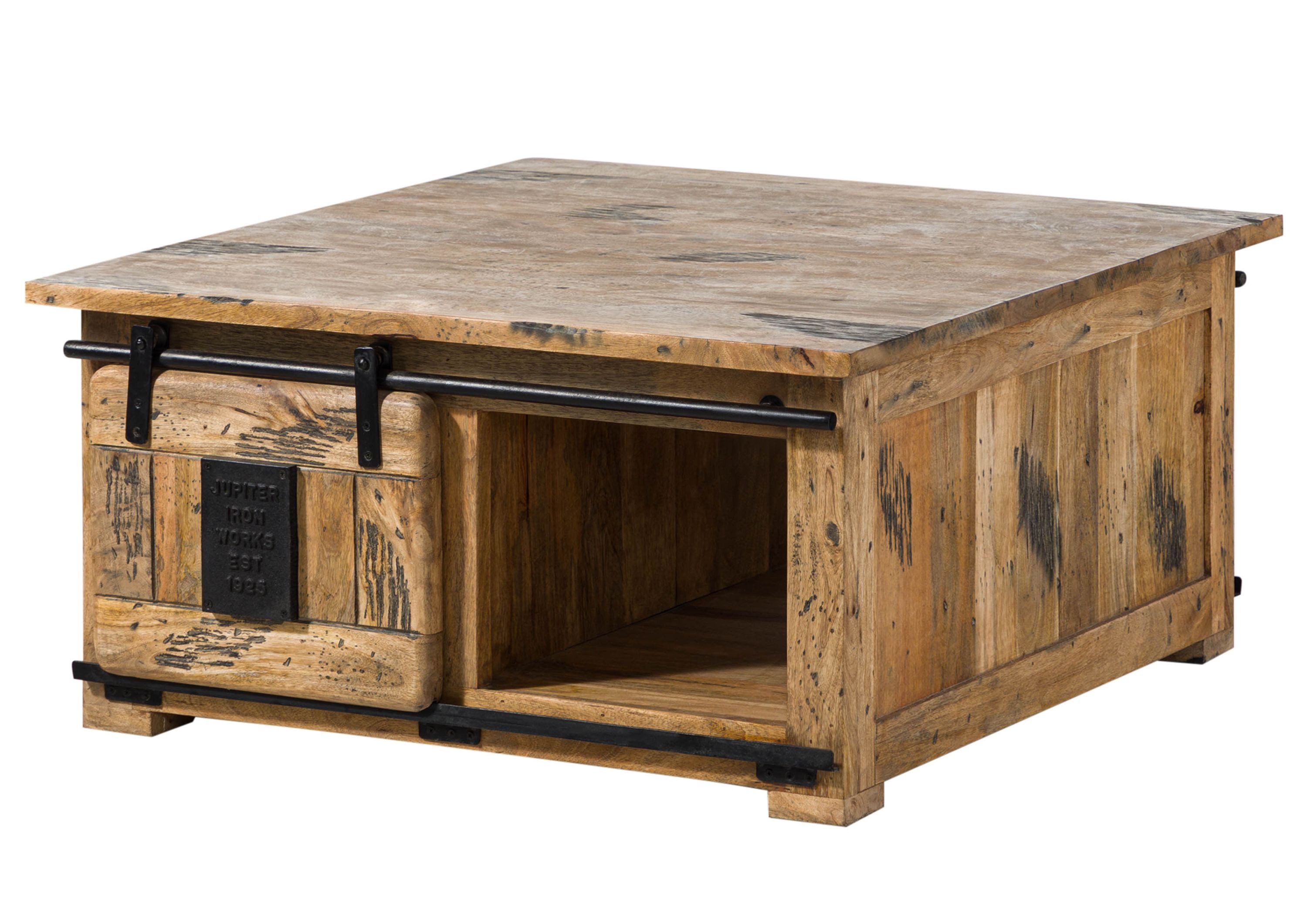 Massivmoebel24 Couchtisch RAILWAY (Couchtisch Mango 90x90x45 günstig online kaufen