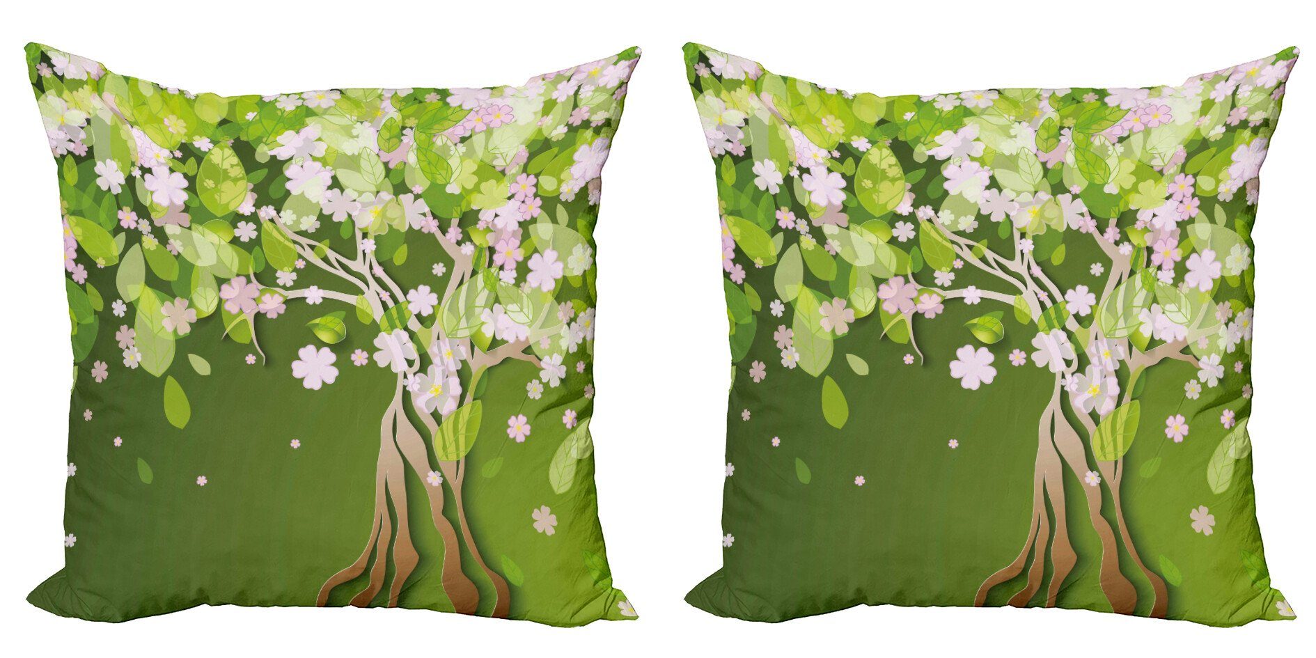 Kissenbezüge Modern Accent Doppelseitiger Digitaldruck, Abakuhaus (2 Stück), Baum Blühende Blütenblätter Röschen
