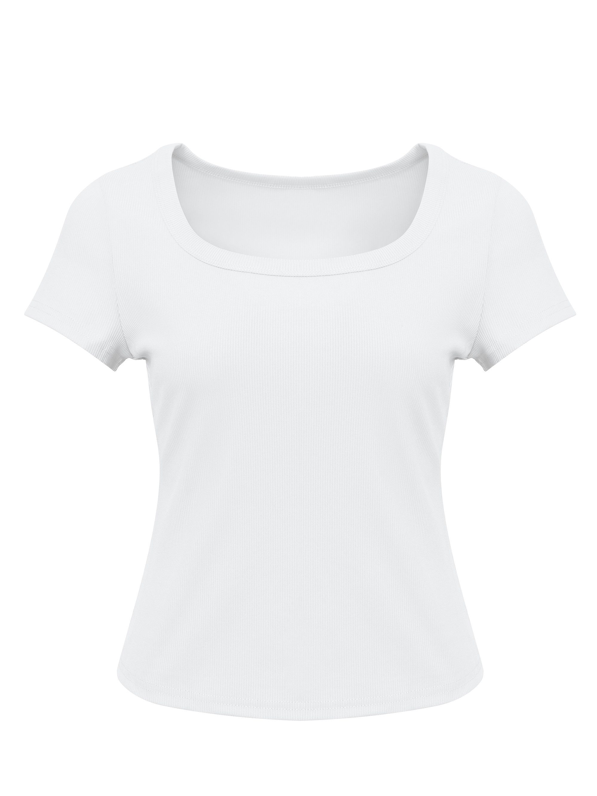 T-Shirt Damen Rippstrick-Top mit tailliert geschnitten