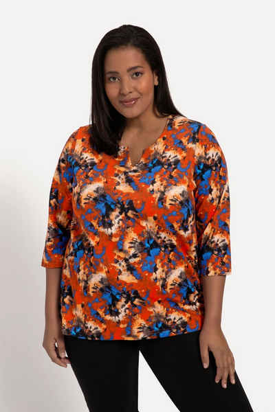 Ulla Popken Longshirt T-Shirt A-Line Batikdruck Tunika-Ausschnitt