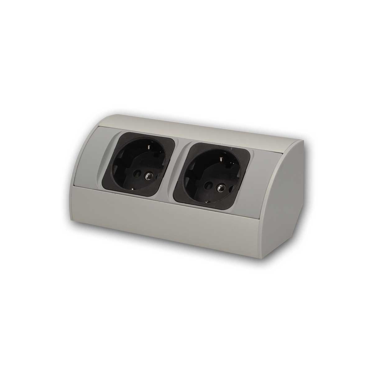 Orno Aufputz-Steckdose Aufbau-Steckdose 2-fach sw/si 230V/3680W 0,5m Kabe