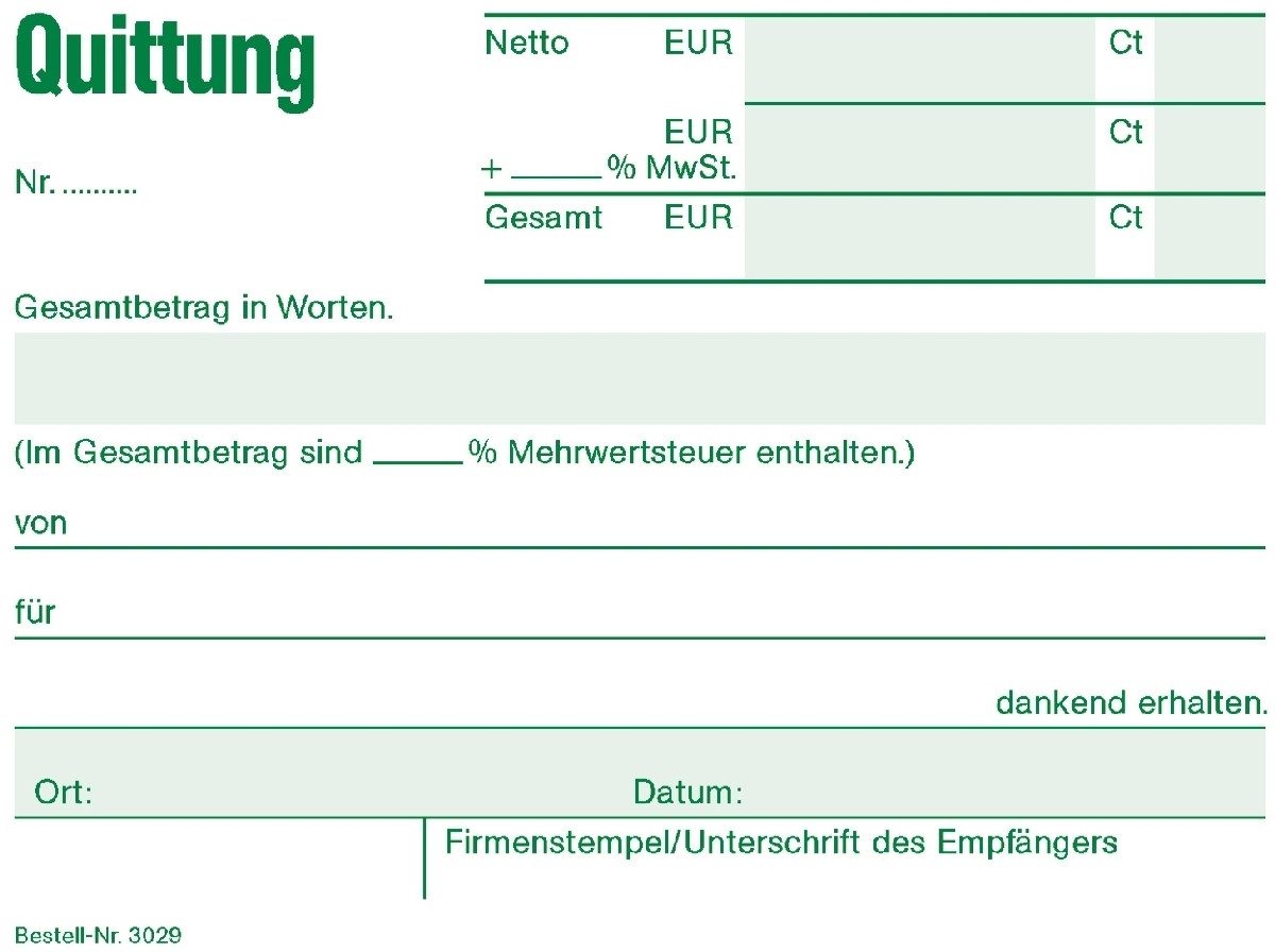 Formularblock Quittungsblock A6 50 Blatt