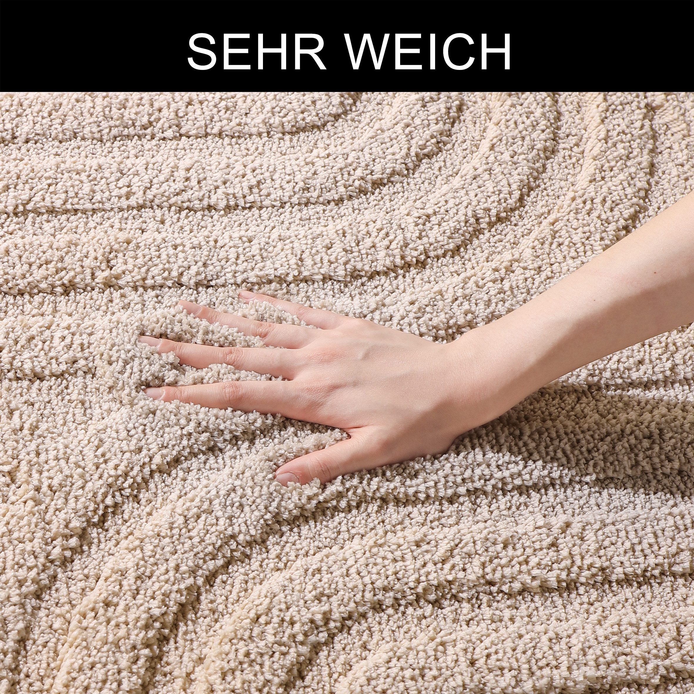 OTTO home Badematte Sanremo Scandi, Badvorleger, Badezimmer Teppich, Duschvorleger, Höhe 20 mm, rutschhemmend beschichtet, strapazierfähig, Polyester, rechtecki – Bild 5 von 5