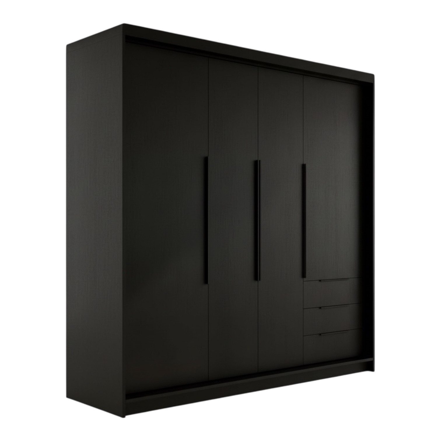 A&J MöbelLand GmbH Drehtürenschrank viertüriger Kleiderschrank mit Schubladen und Metallgriffen. (Geräumiger vier¬türiger Kleiderschrank mit Schubladen und Metallgriffen. Geräumiger Schrank mit einer Breite von 200 cm und Schubladen, ideal zur Aufbewahrun