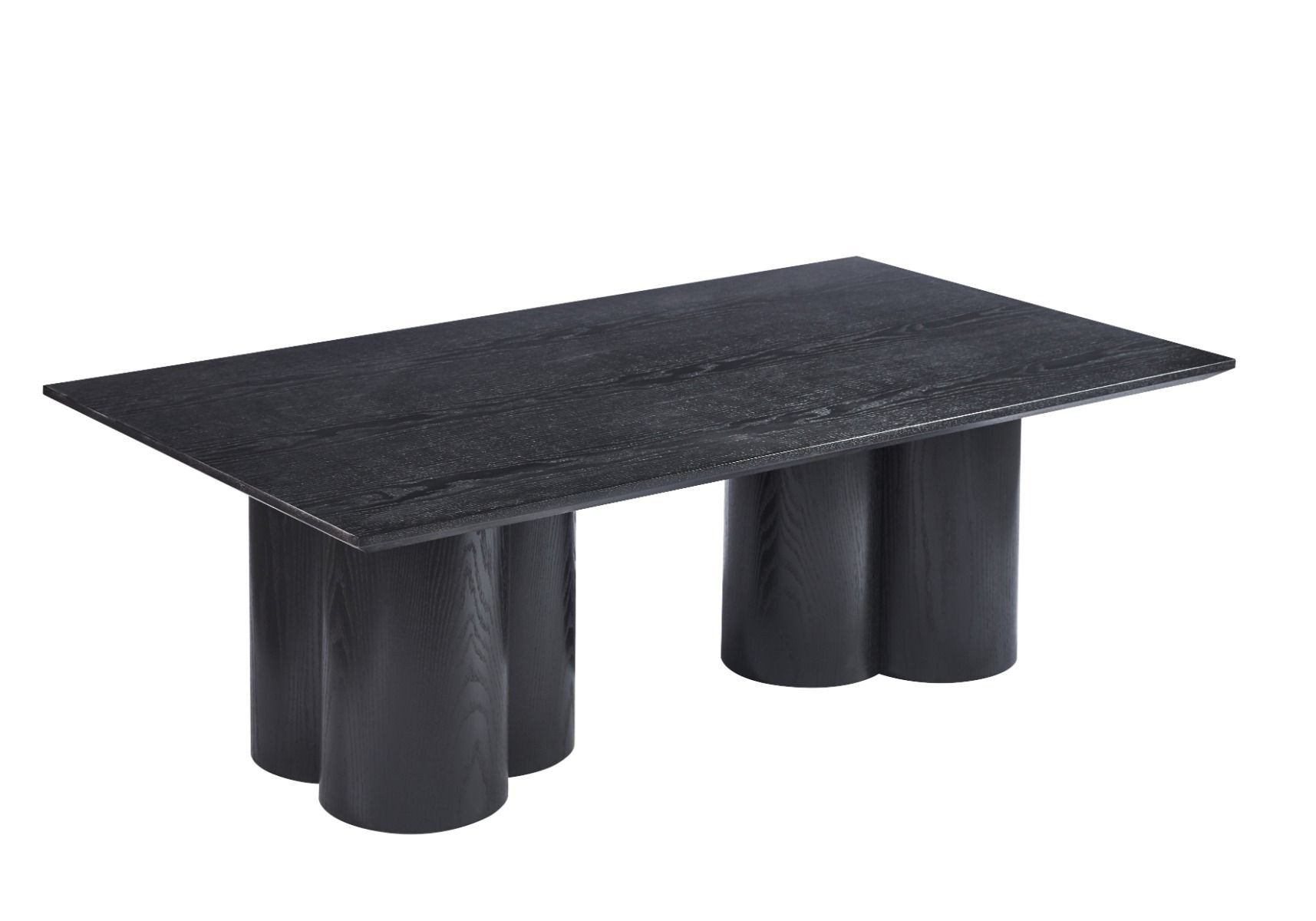 alesvelt Couchtisch Enna in schwarzer MDF Holz Optik 140x80cm Säulenstil (1-Tisch), 140x80x45cm, MDF
