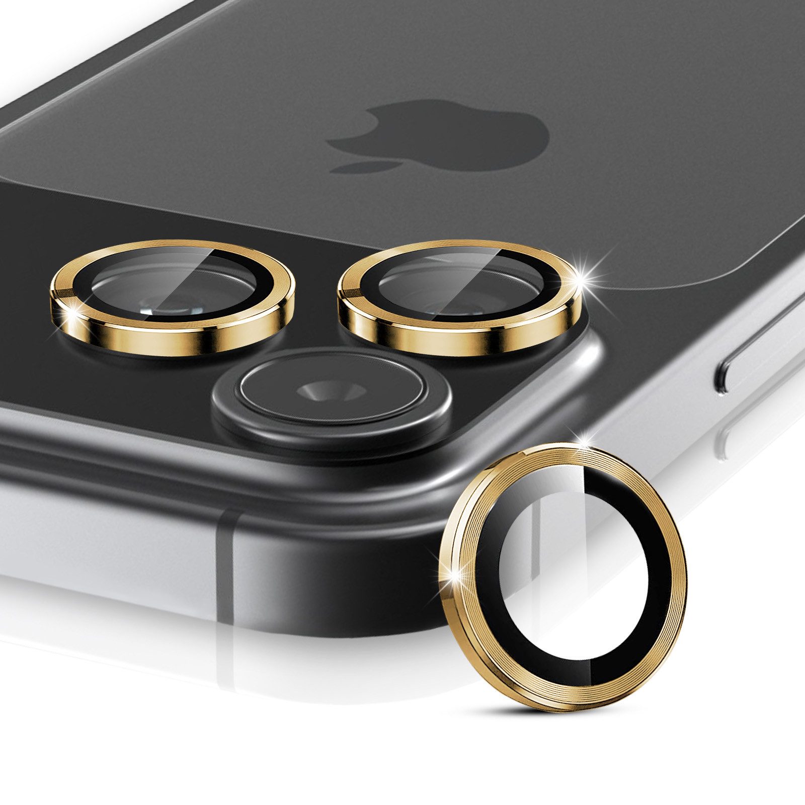 Tec-Expert Kameraschutzglas 9H Kameraglas Set in Gold für Apple iPhone 17 Pro Max für Apple iPhone 17 Pro Max, Linsenschutzglas Set, 1 Stück, Kameraschutz, Schutzglas, Linsenschutz, kratz- & stoßfest