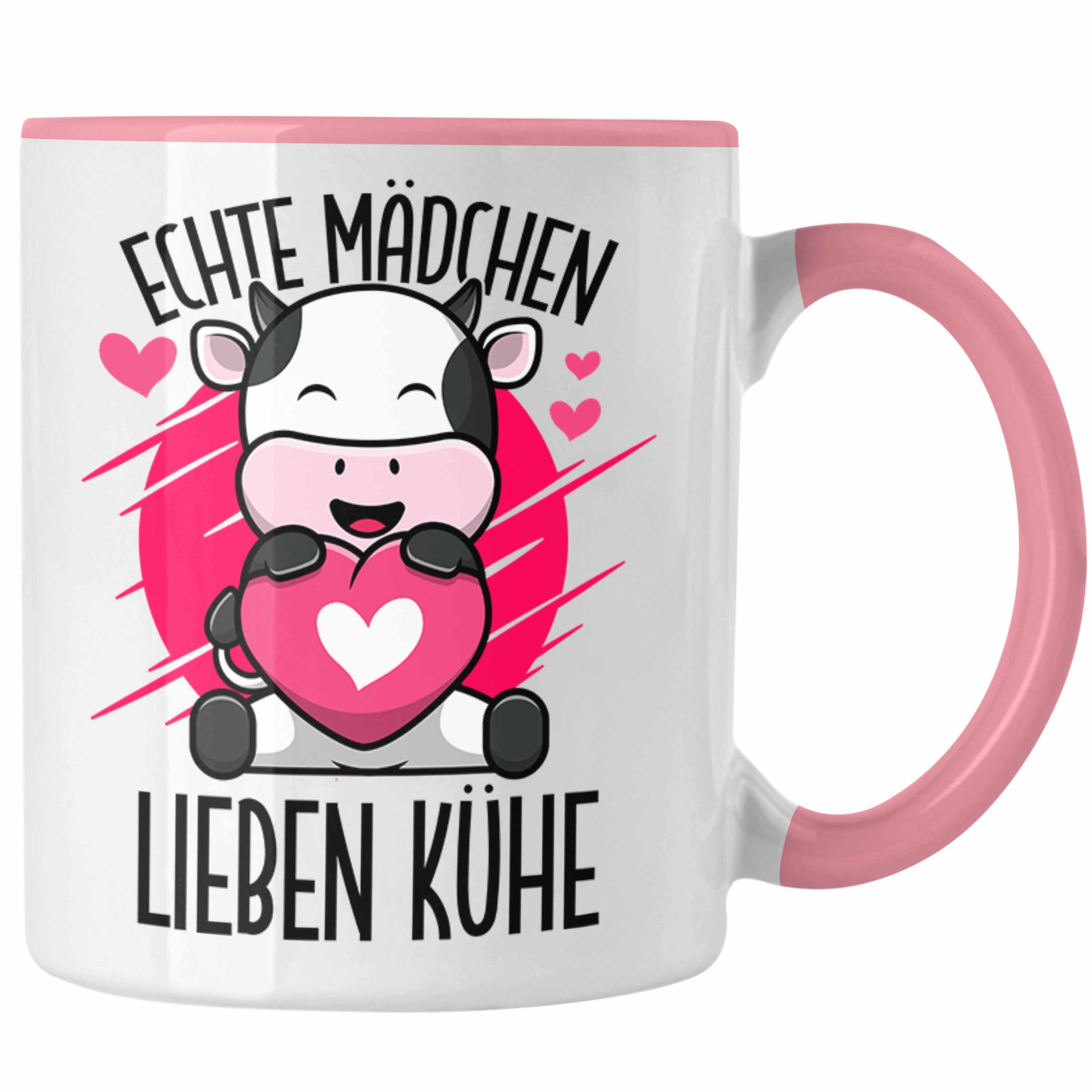 Trendation Tasse Tasse Kuh Liebhaber Lustige Geschenkidee für Mädchen Kühe Rosa