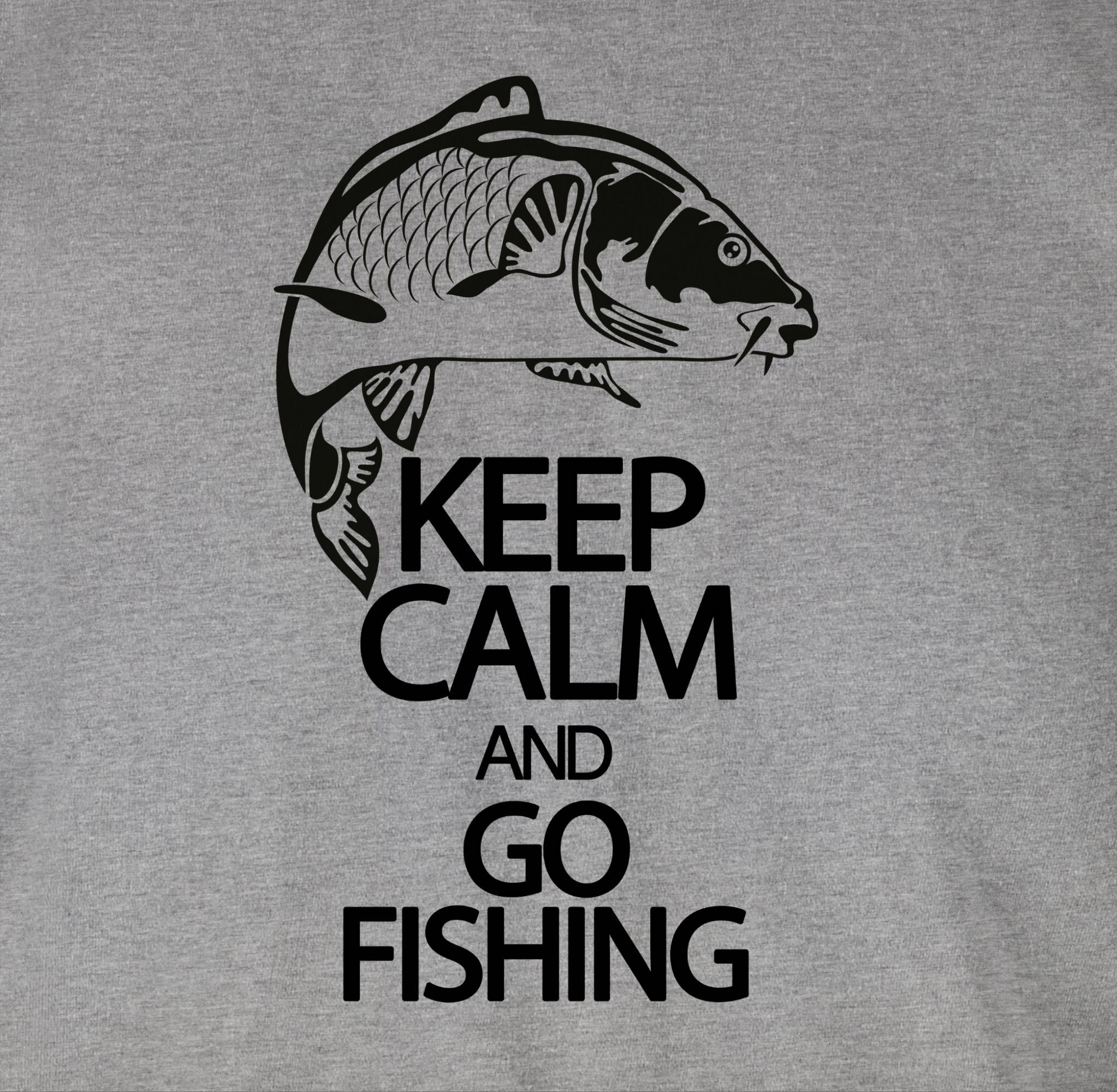 Shirtracer T-Shirt Keep calm Grau meliert Angler Geschenke 3 Fishing go and