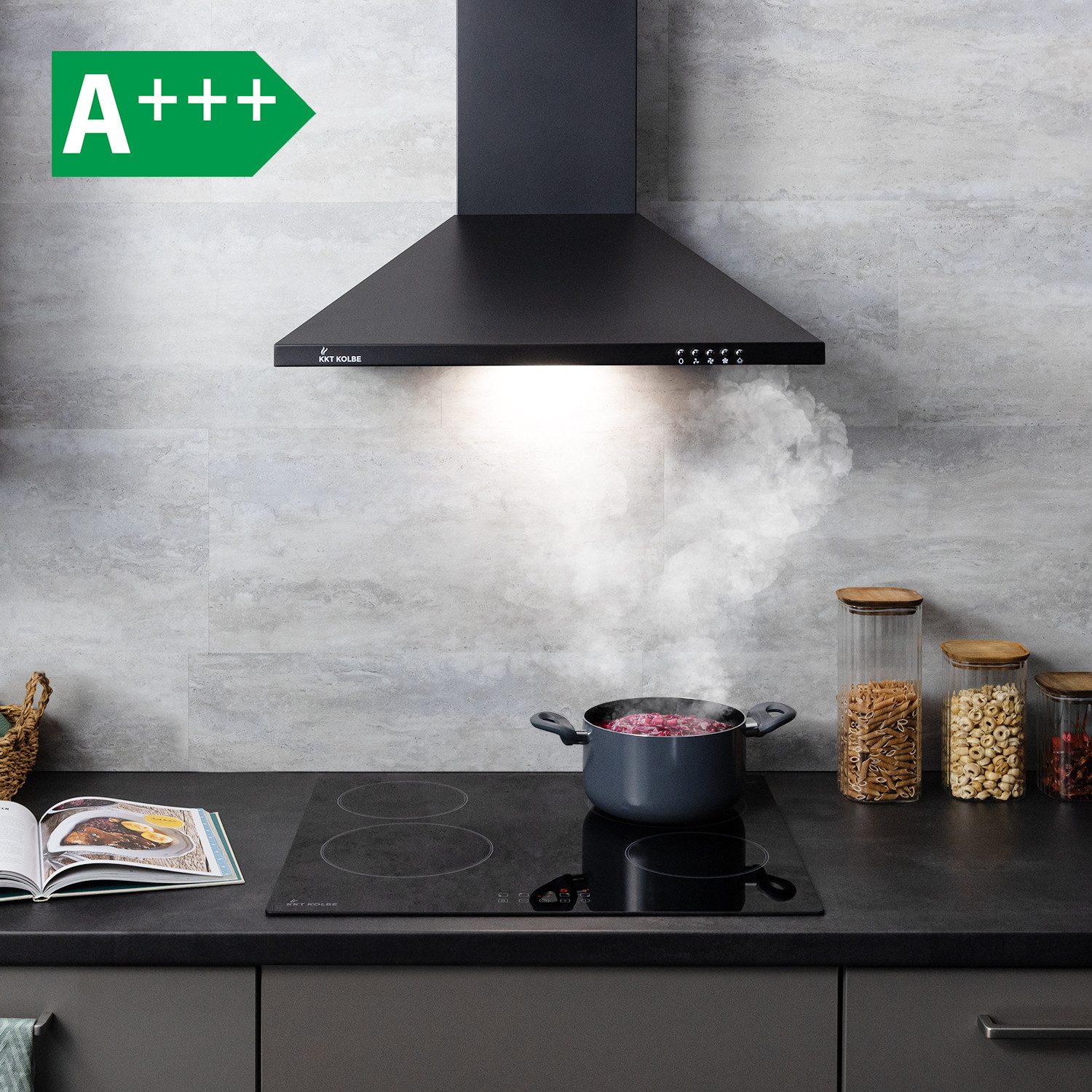 KKT KOLBE Wandhaube Dunstabzugshaube 60cm PLUS350S Wandhaube / Abzugshaube / Abluft / Umluft / Schwarz / LED – Bild 2 von 5