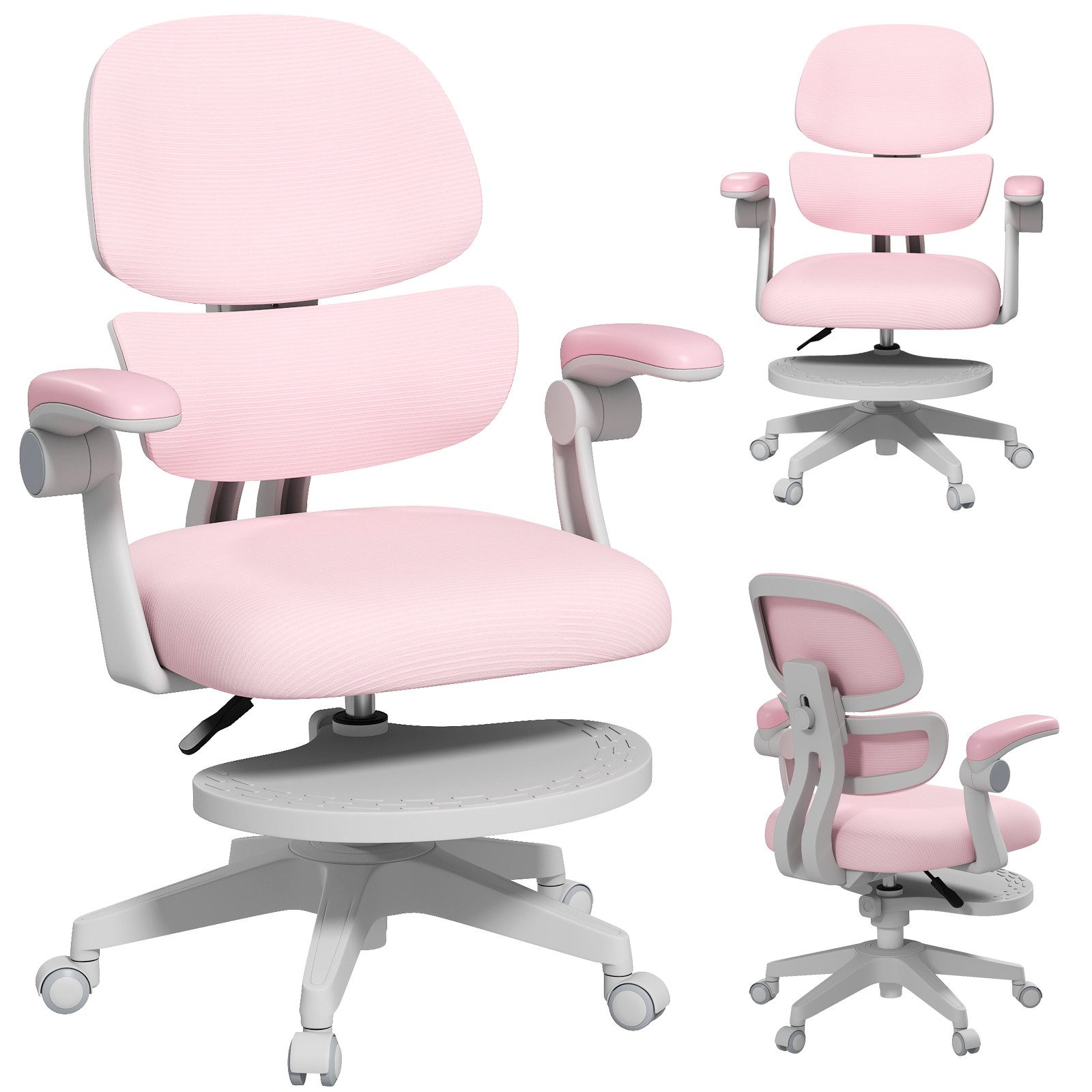 JOYLDIAS Schreibtischstuhl Ergonomischer Kinderstuhl mit Rückenlehne & Fußablage (1 St), Bürostuhl-Drehstuhl für Kinder & Jugendliche mit klappbaren Armlehnen