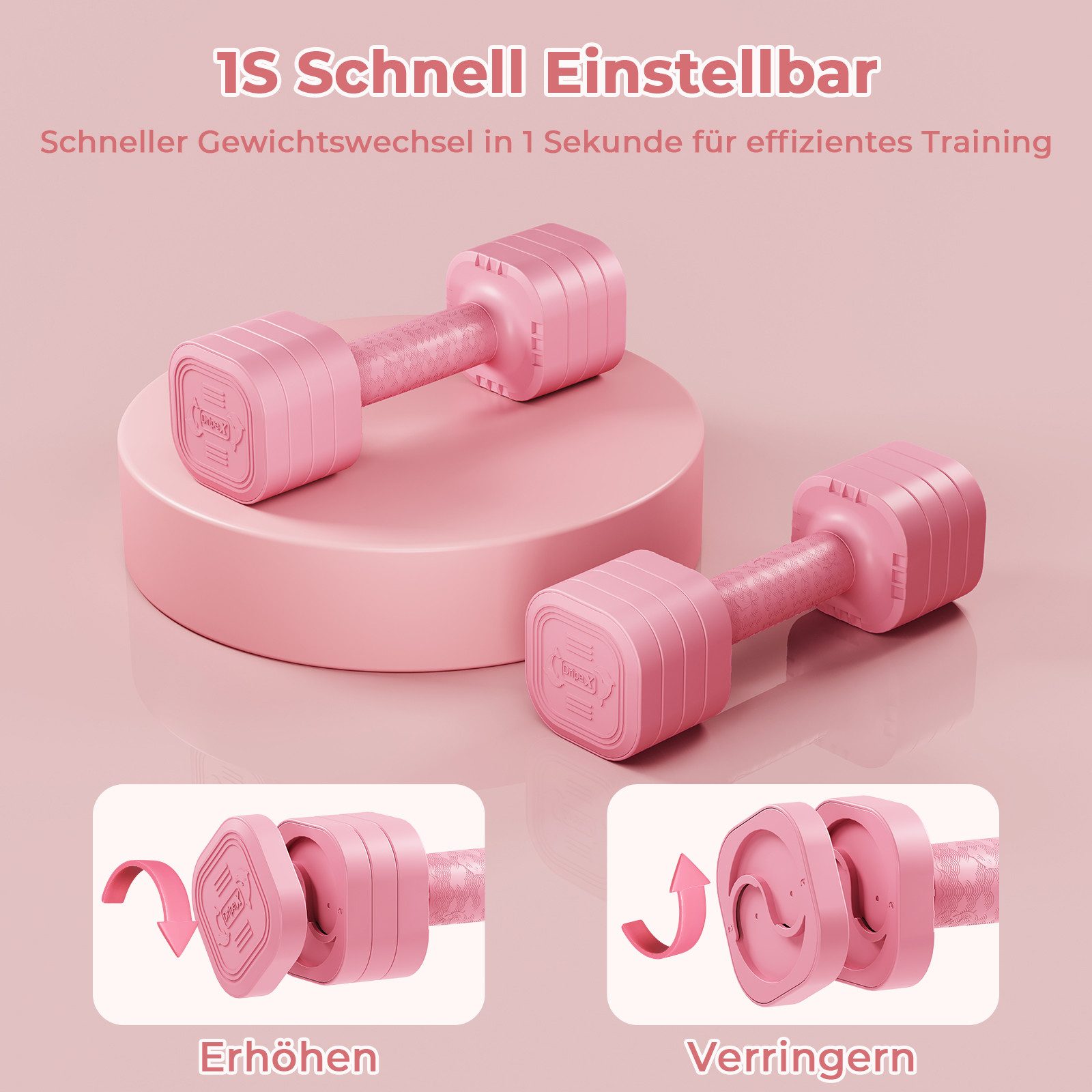 Dripex Hantel-Set verstellbare Hanteln Set 2er 2,5kg/5kg, justierbare 6 Hantelplatten