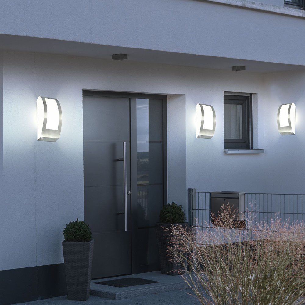 etc-shop Außen-Wandleuchte, Design Außen Hof im Edelstahl Wand Lampe Leuchte Garten Strahler