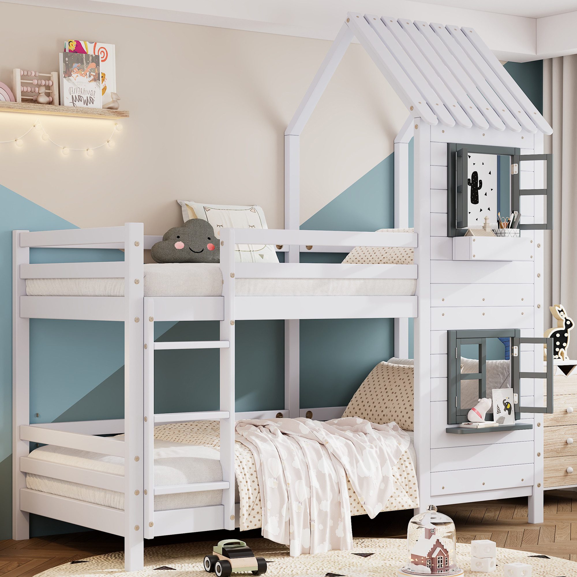 Flieks Etagenbett, Hausbett mit Fallschutz Leiter günstig online kaufen