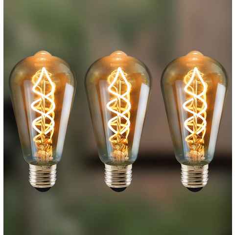 ZMH LED-Leuchtmittel 1x, 3x, 6x Edison Glühbirne E27 LED - 4W ST64 2200K, E27, 3 St., Warmweiß, Nicht dimmbar