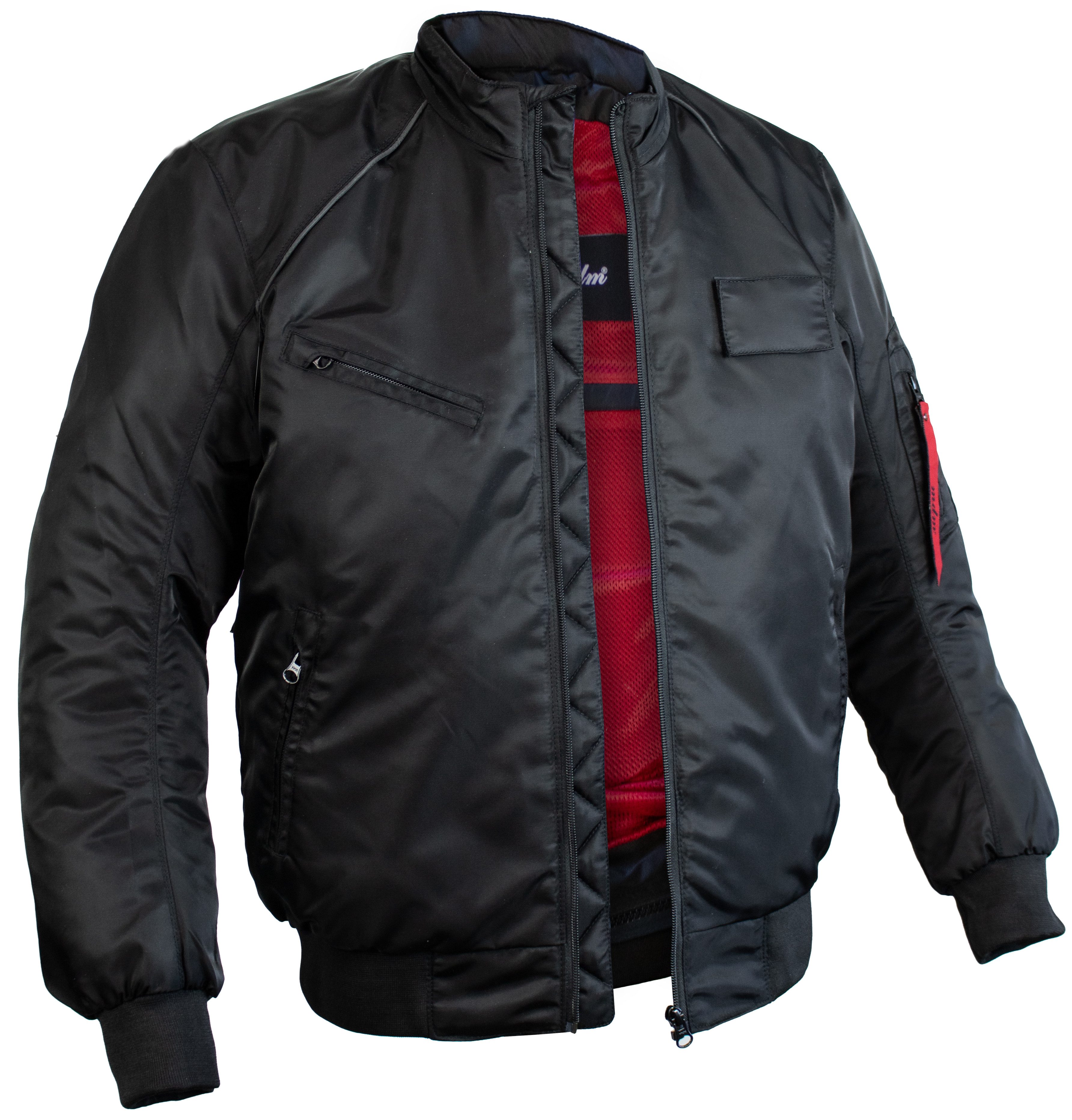 MDM Motorradjacke MDM Herren Bomberjacke Motorradjacke mit Protektoren Schwarz Motorradjacke mit Protektoren und Belüftung