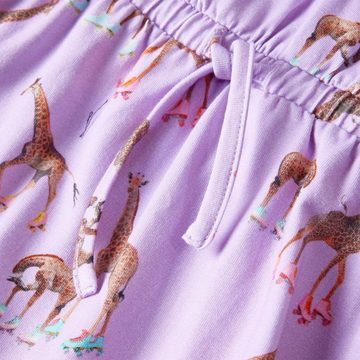 vidaXL A-Linien-Kleid Kinderkleid mit Rüschenärmeln und Taillenband Giraffen-Motiv Lila 92
