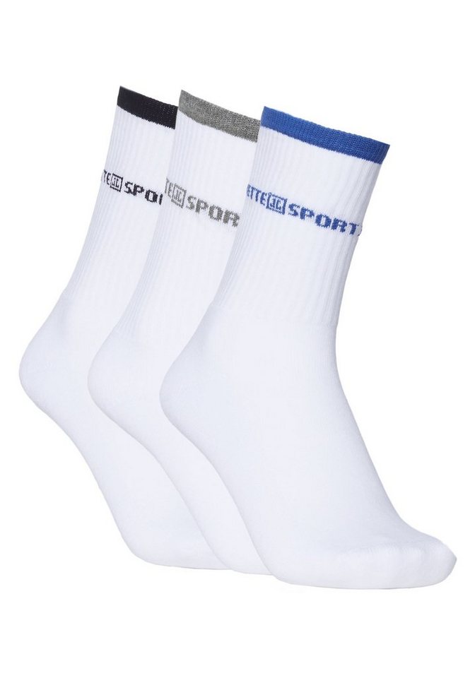 JETTE SPORT Tennissocken im 3er-Pack (3-Paar), Eng anliegend geschnitten