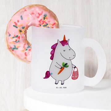 Mr. & Mrs. Panda Teeglas Einhorn Gemüse - Transparent - Geschenk, Teebecher, Pegasus, Teetasse, Premium Glas, Satinierte Oberfläche