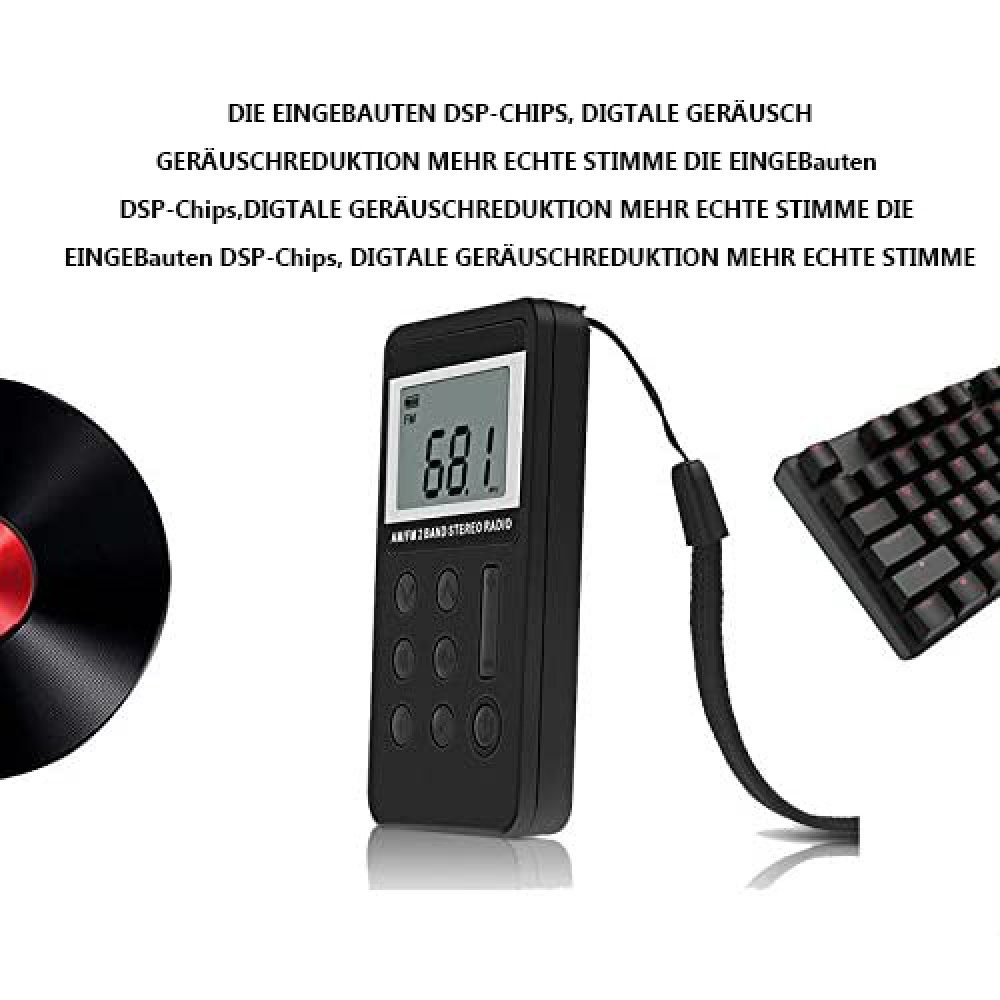 Schwarzes DAB-Radio Taschenradio Digital Tuning Mini Receiver Kopfhörer Sport 