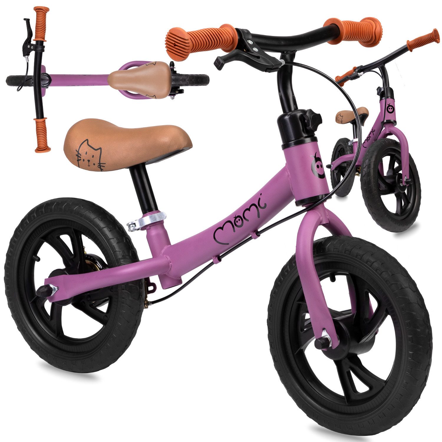 MoMi Laufrad Breki 12 Zoll, Leicht, sicher & höhenverstellbar mit EVA-Reifen ab 3J