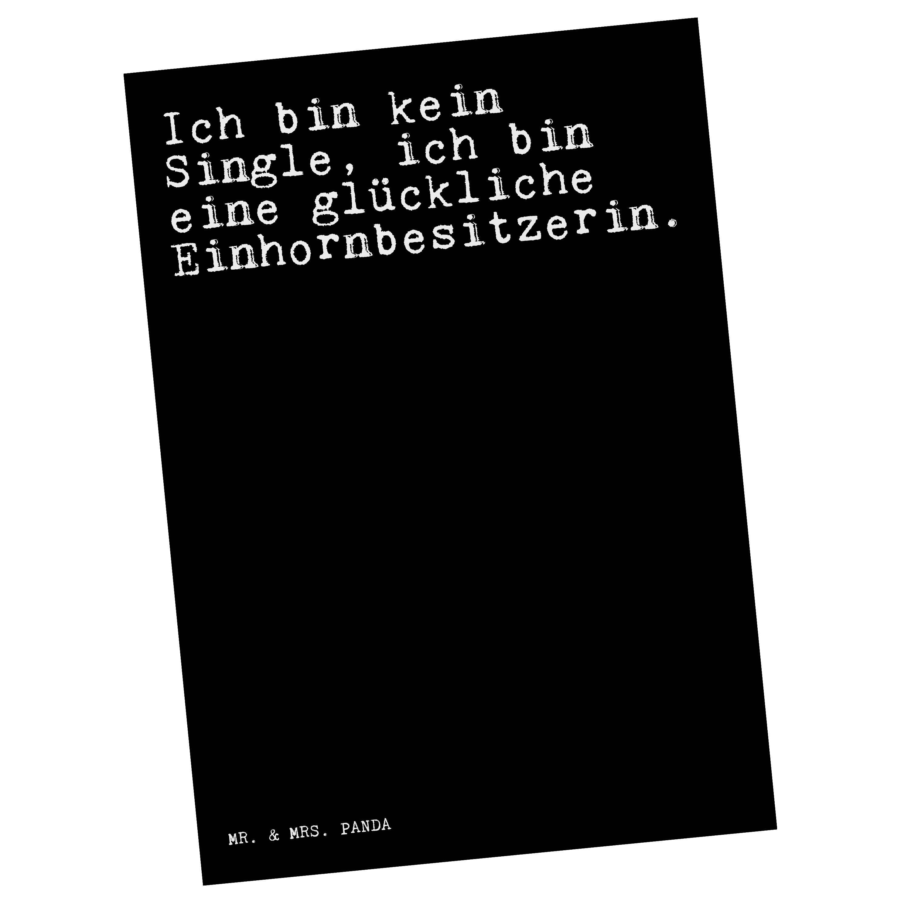 Mr. & Mrs. Panda Postkarte »Ich bin kein Single,... Schwarz